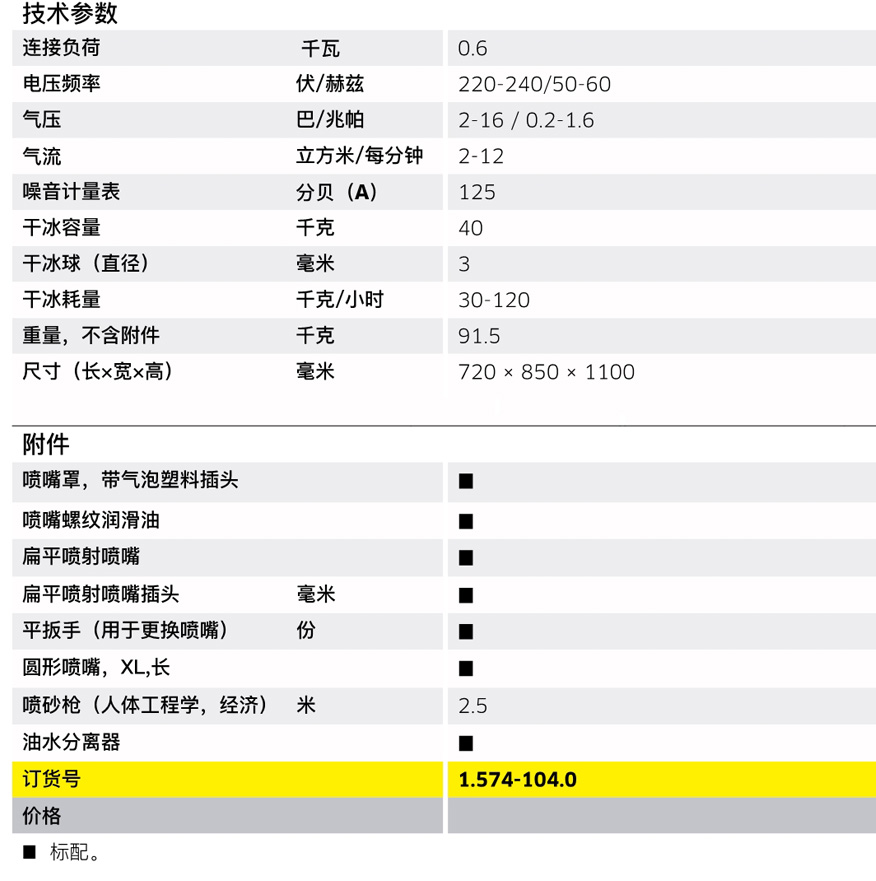 IB 15/120干冰清洗機(jī) 技術(shù)數(shù)據(jù)